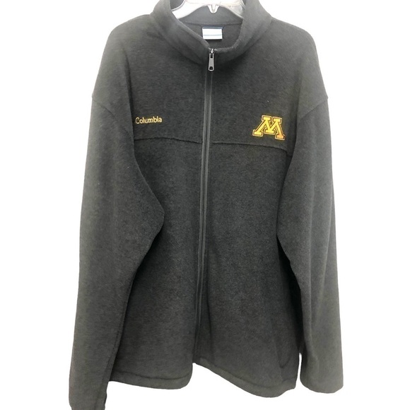 Columbia MINNESOTA Logo Academia Preppy School Sports Zip Gray Fleece Jacket XXL - Picture 1 of 14